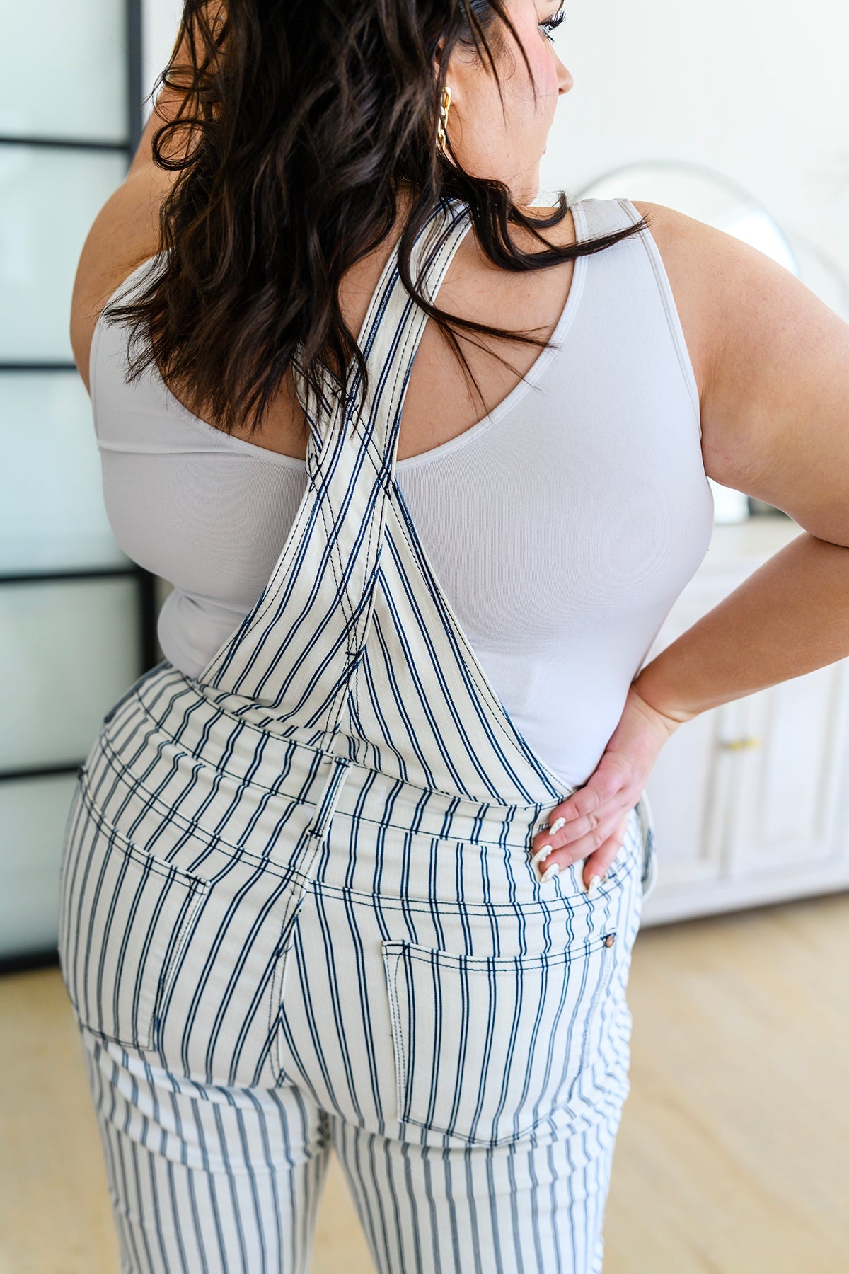 Judy Blue Railroad Stripe Overalls Denim