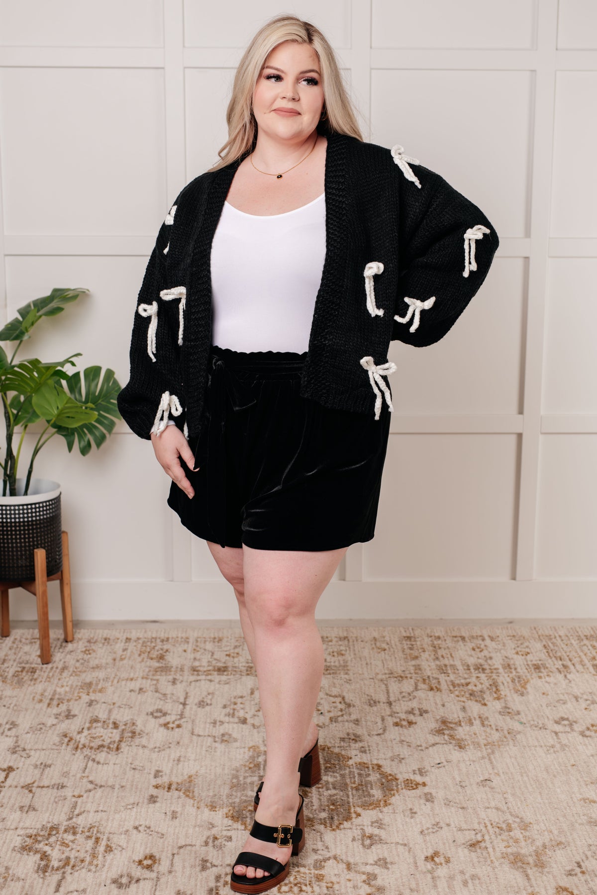Jodifl Wrapped in Velvet Shorts in Black Bottoms