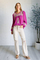 Andree by Unit Rodeo Queen Embroidered FuchsiaBlouse Blouses
