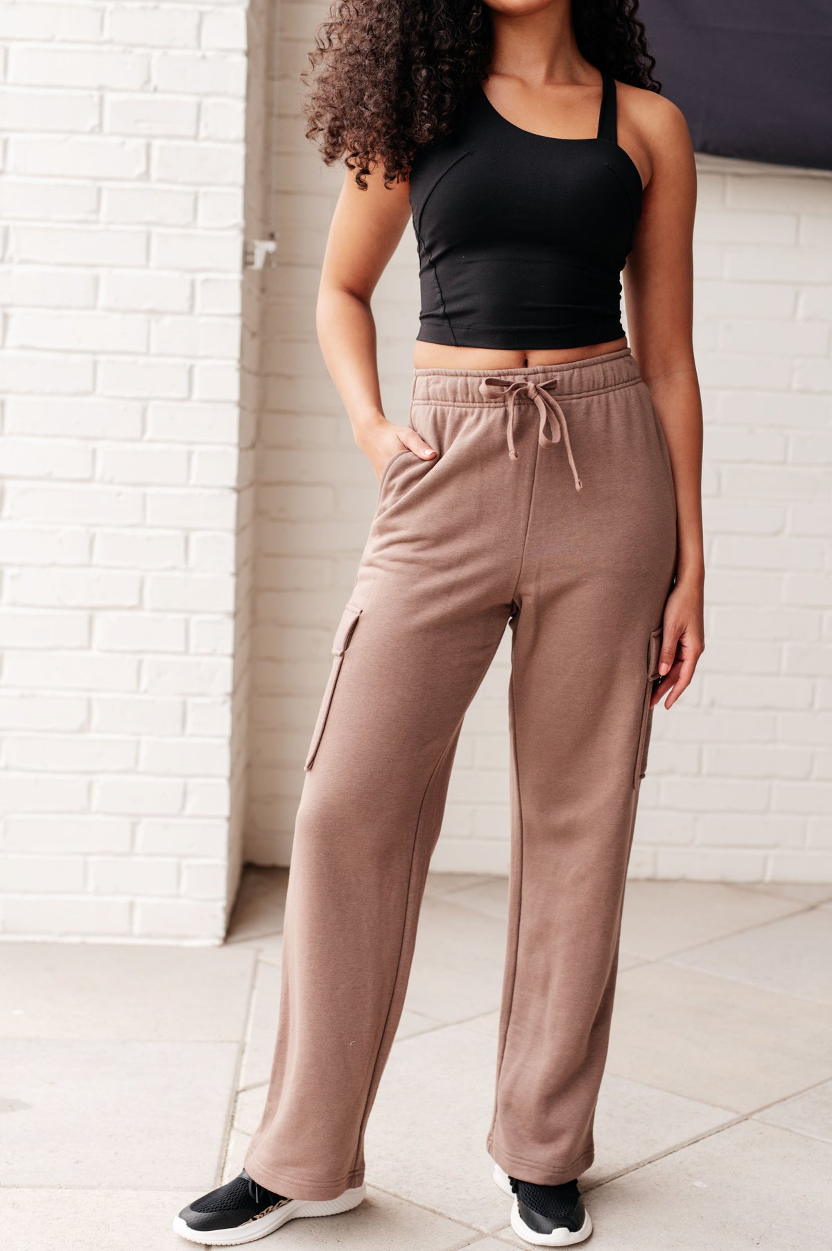 Rae Mode Run, Don't Walk Cargo Sweatpants in Smokey Brown Athleisure