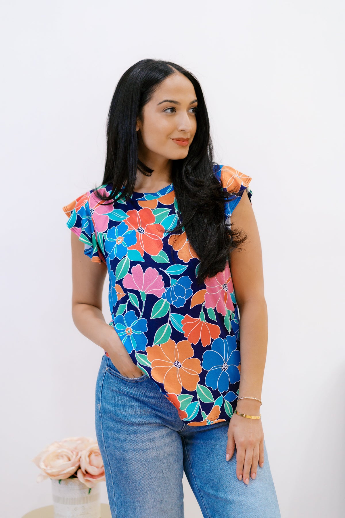 Haptics Bloom Babe Ruffle Sleeve Top