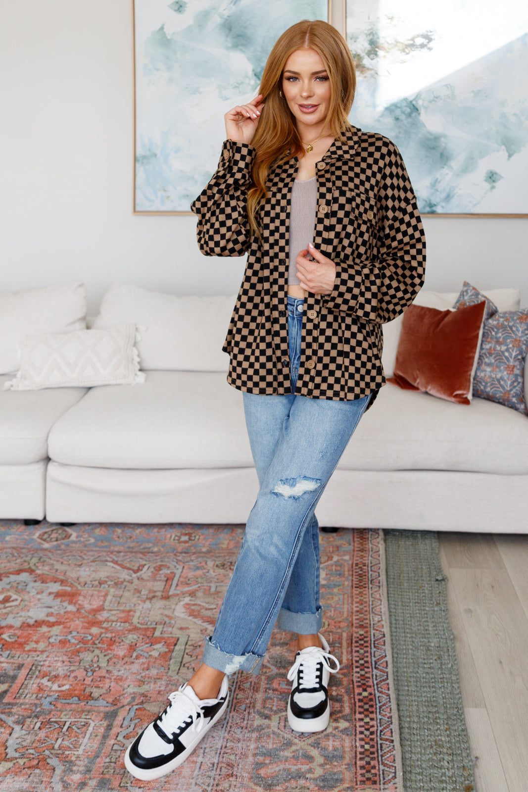 Very J Safe Secrets Checkered Shacket Jackets