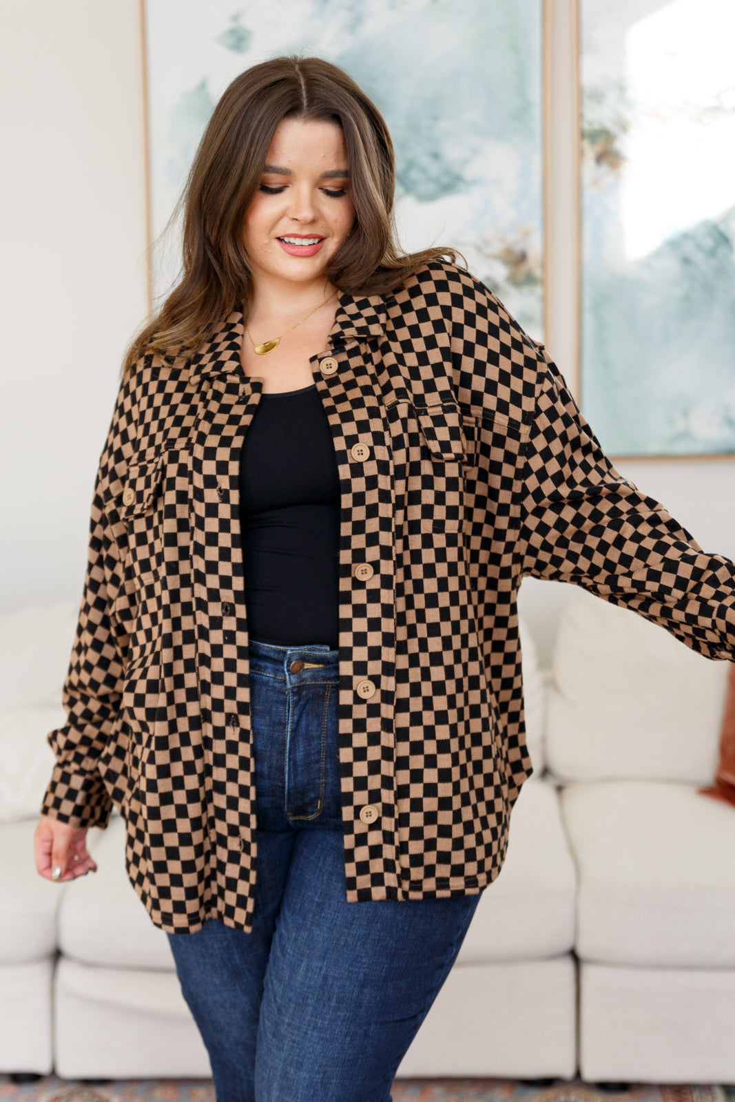 Very J Safe Secrets Checkered Shacket Jackets