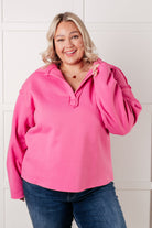 White Birch Same Ol' Situation Collared Pullover in Hot Pink Sweaters