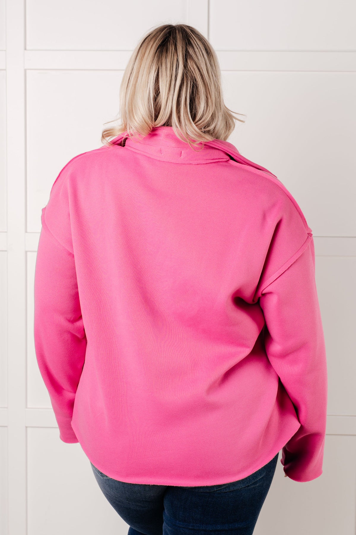 White Birch Same Ol' Situation Collared Pullover in Hot Pink Sweaters