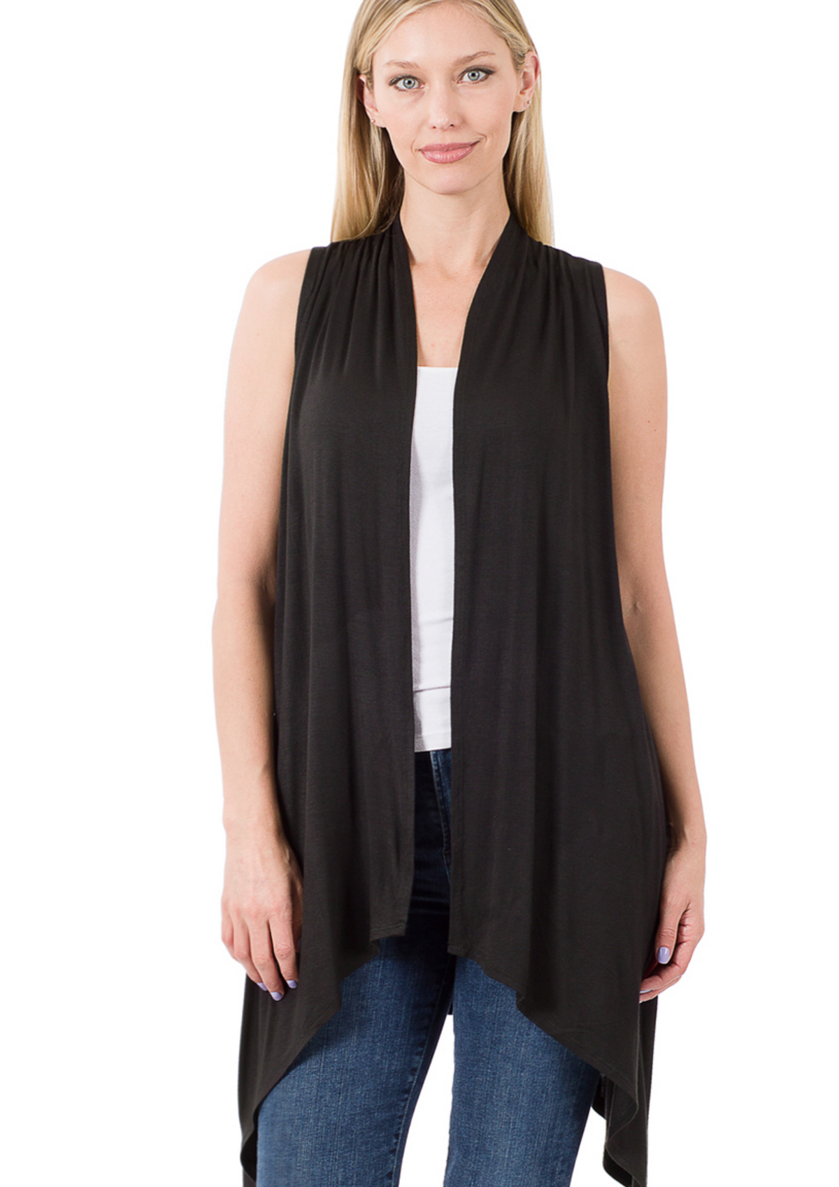 Zenana Effortless Drape Cardigan Black