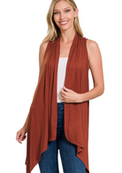 Zenana Effortless Drape Cardigan Dark Rust