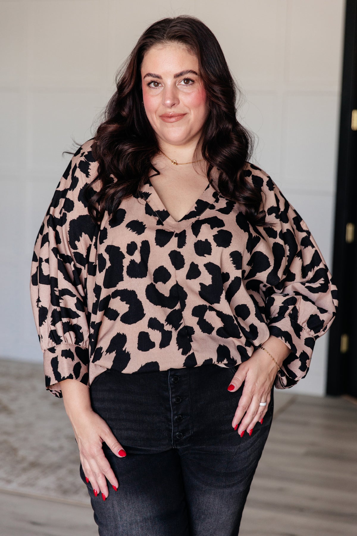 Jodifl She's Got Eyes of Gold Batwing Leopard Print Blouse Shirts & Tops