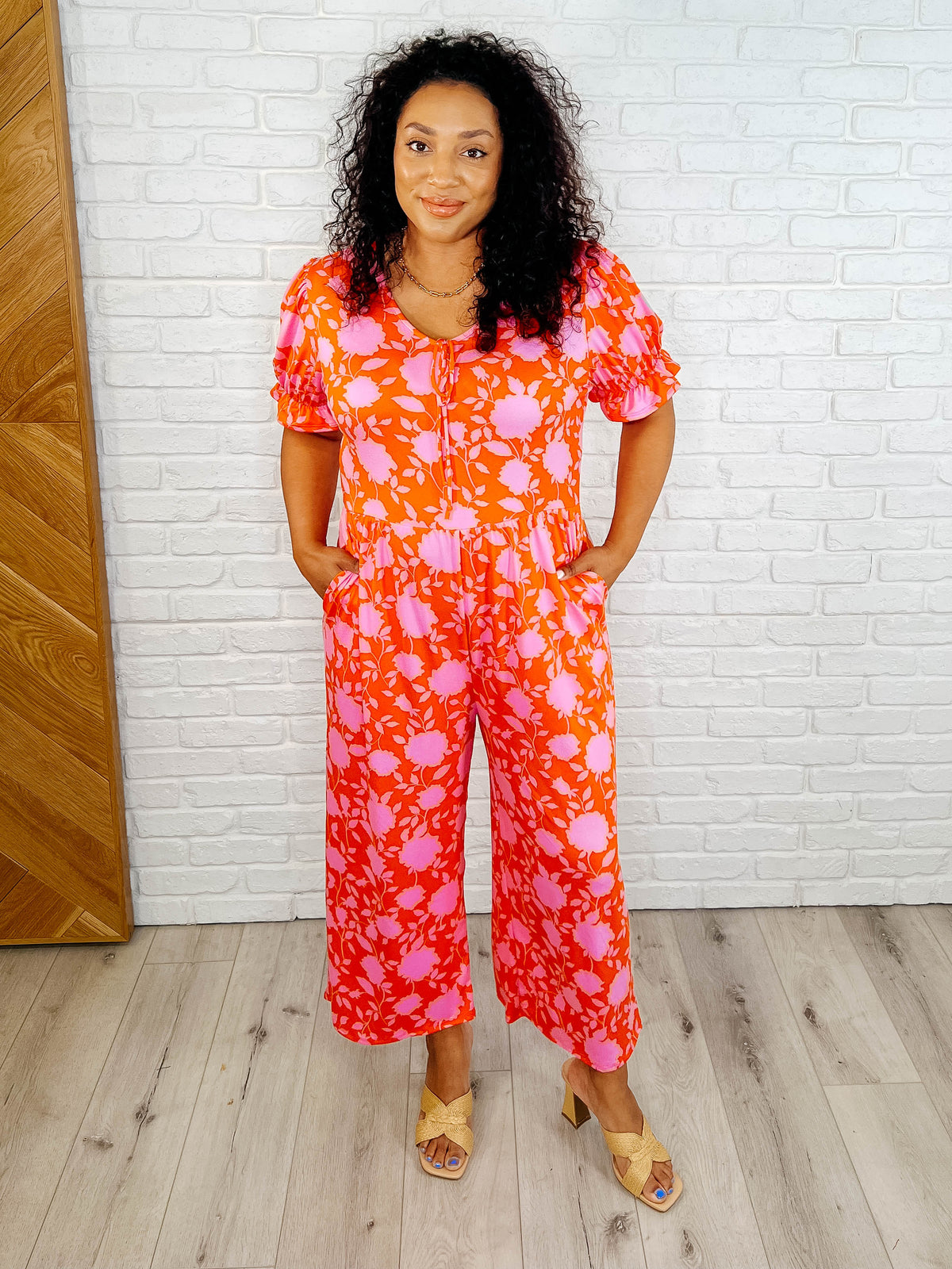 Haptics She's got Mojo Puff Sleeve Jumpsuit Womens