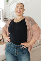 Annie Wear Sheer Signs Taupe Accordion Shimmer Pleat Kimono Layers