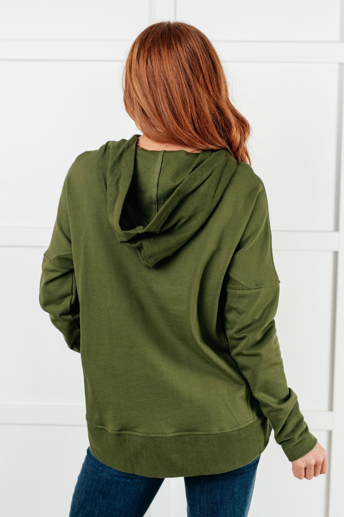Haptics Simple Snug Snap Hooded Pullover Tops