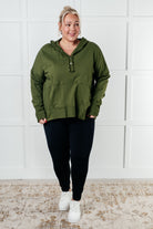 Haptics Simple Snug Snap Hooded Pullover Tops