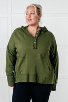 Haptics Simple Snug Snap Hooded Pullover Tops