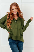 Haptics Simple Snug Snap Hooded Pullover Tops