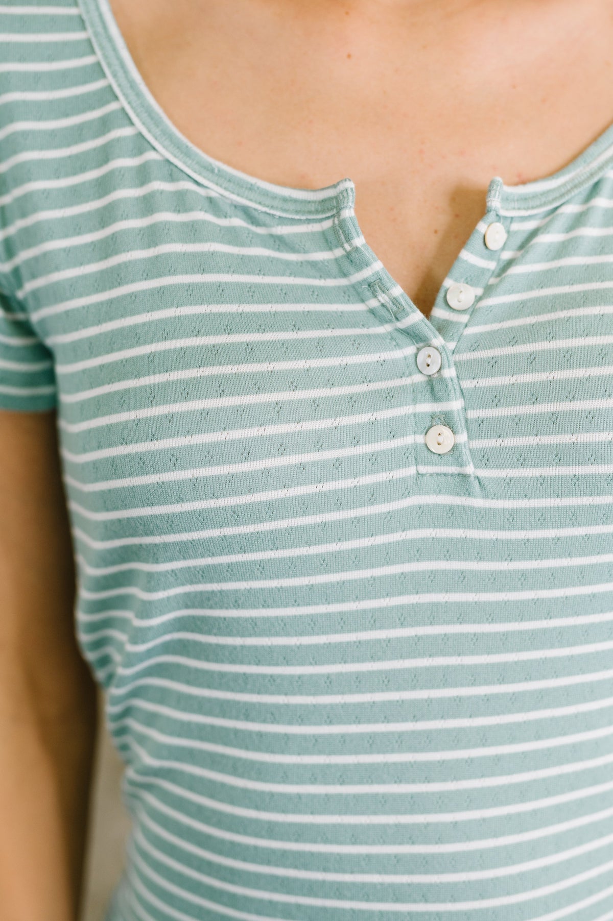 7th Ray Simply Me Scoop Neck Henley Top Tops