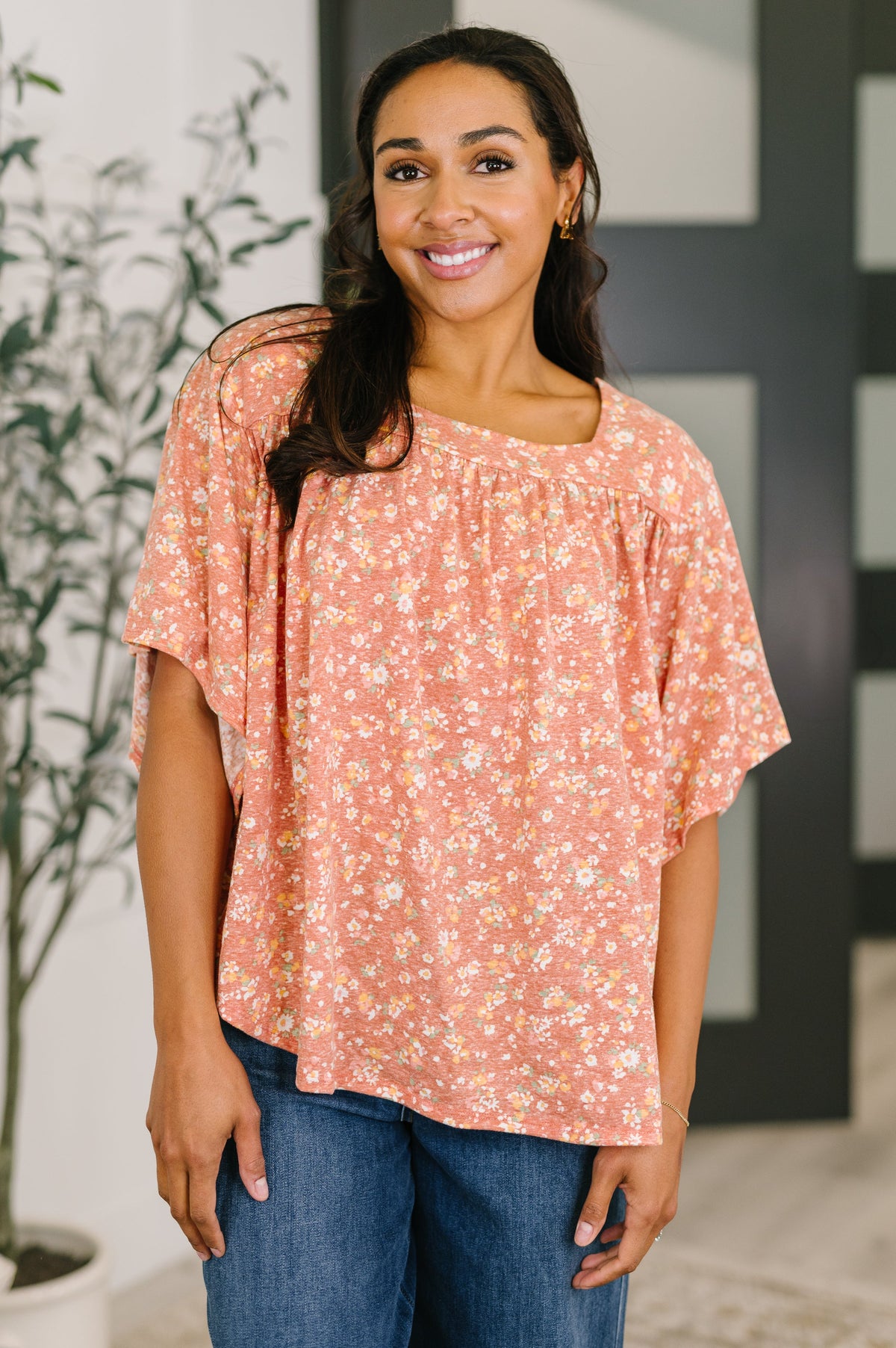 Haptics Spring Breeze Square Beck Top in Dusty Rose Tops