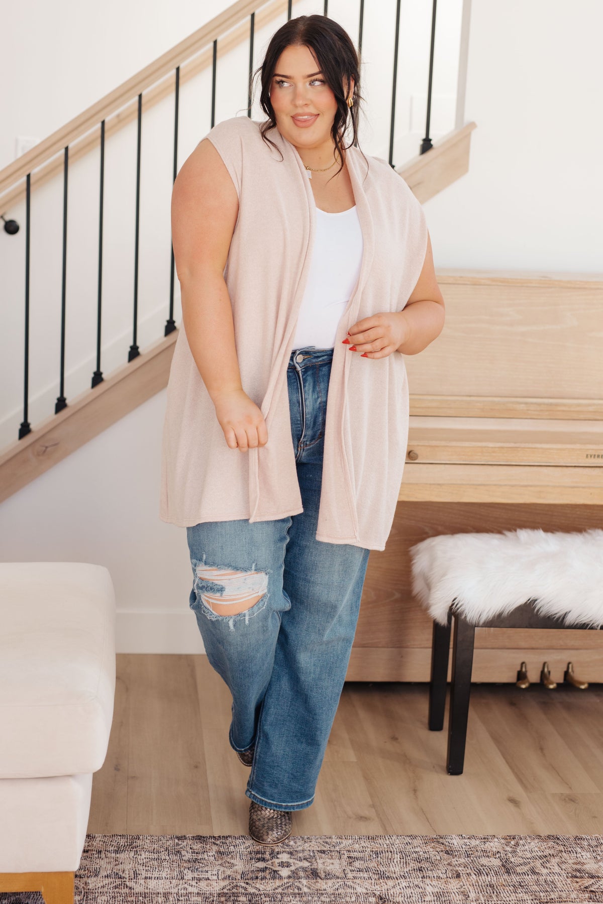 White Birch Surely a Win Sleeveless Cardigan Layers