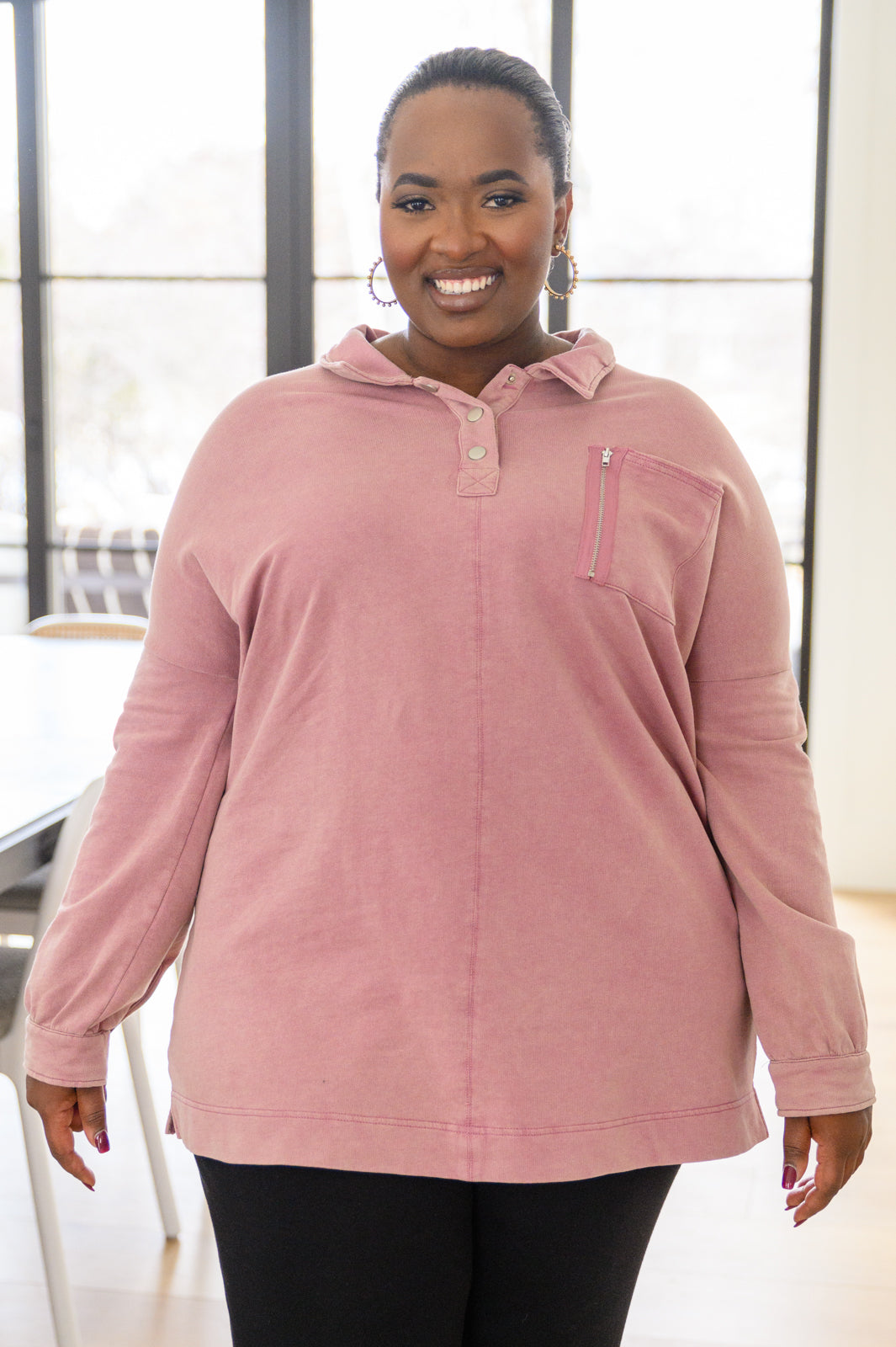 Sew In Love Sweet Crush Collar Pullover in Mauve Womens