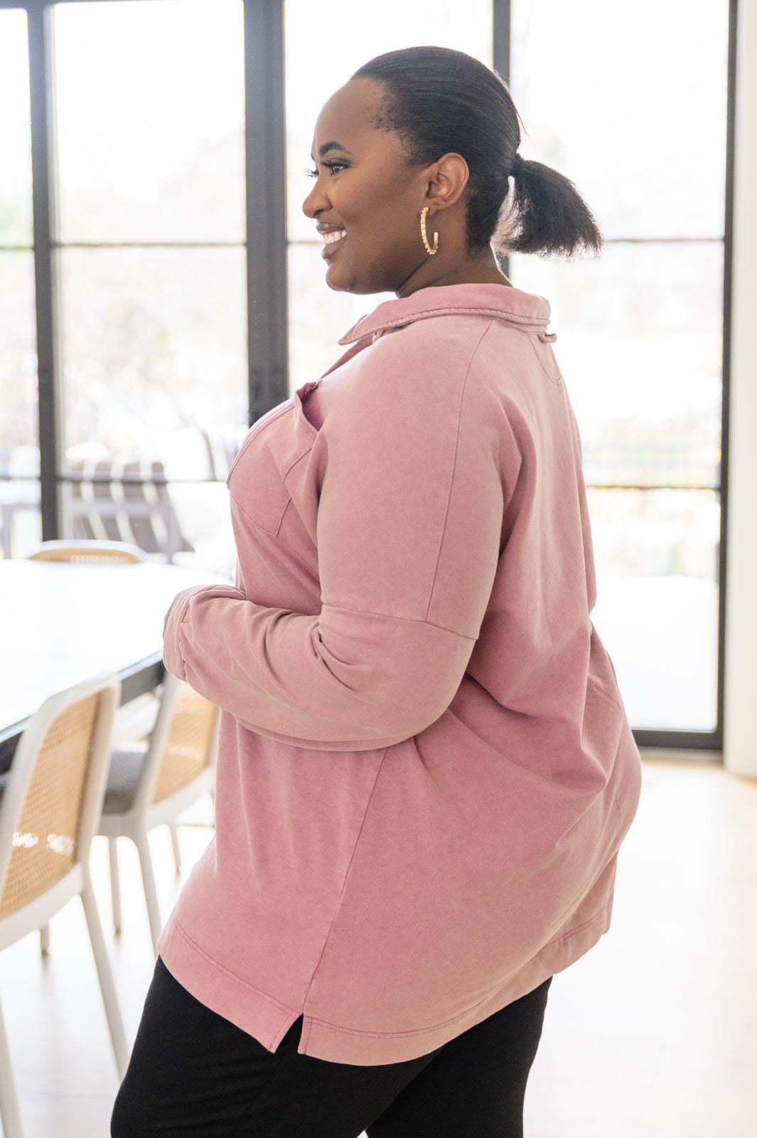 Sew In Love Sweet Crush Collar Pullover in Mauve Womens