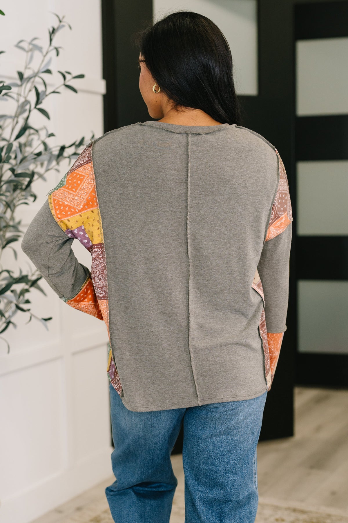 Haptics Sweet as Pie Color Block Relaxed Long Sleeve Tops