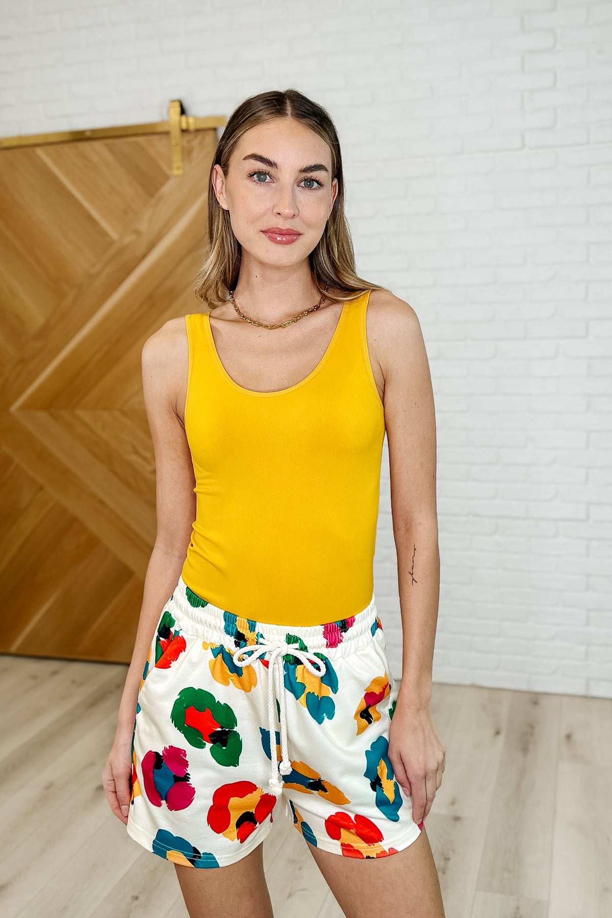 Yelete The Basics Reversible Longline Tank in Mustard Tops