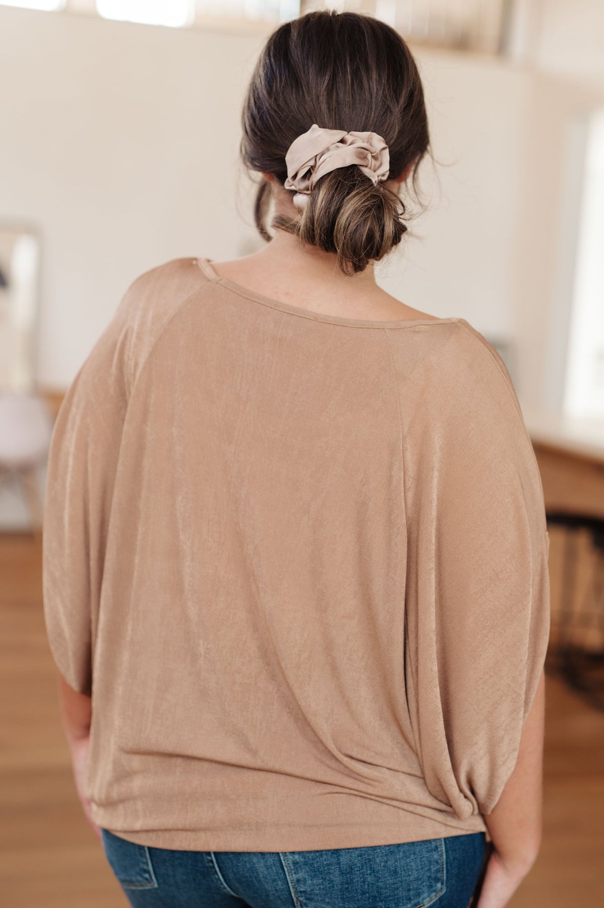 White Birch The Realest Shimmering V-Neck Blouse Tops