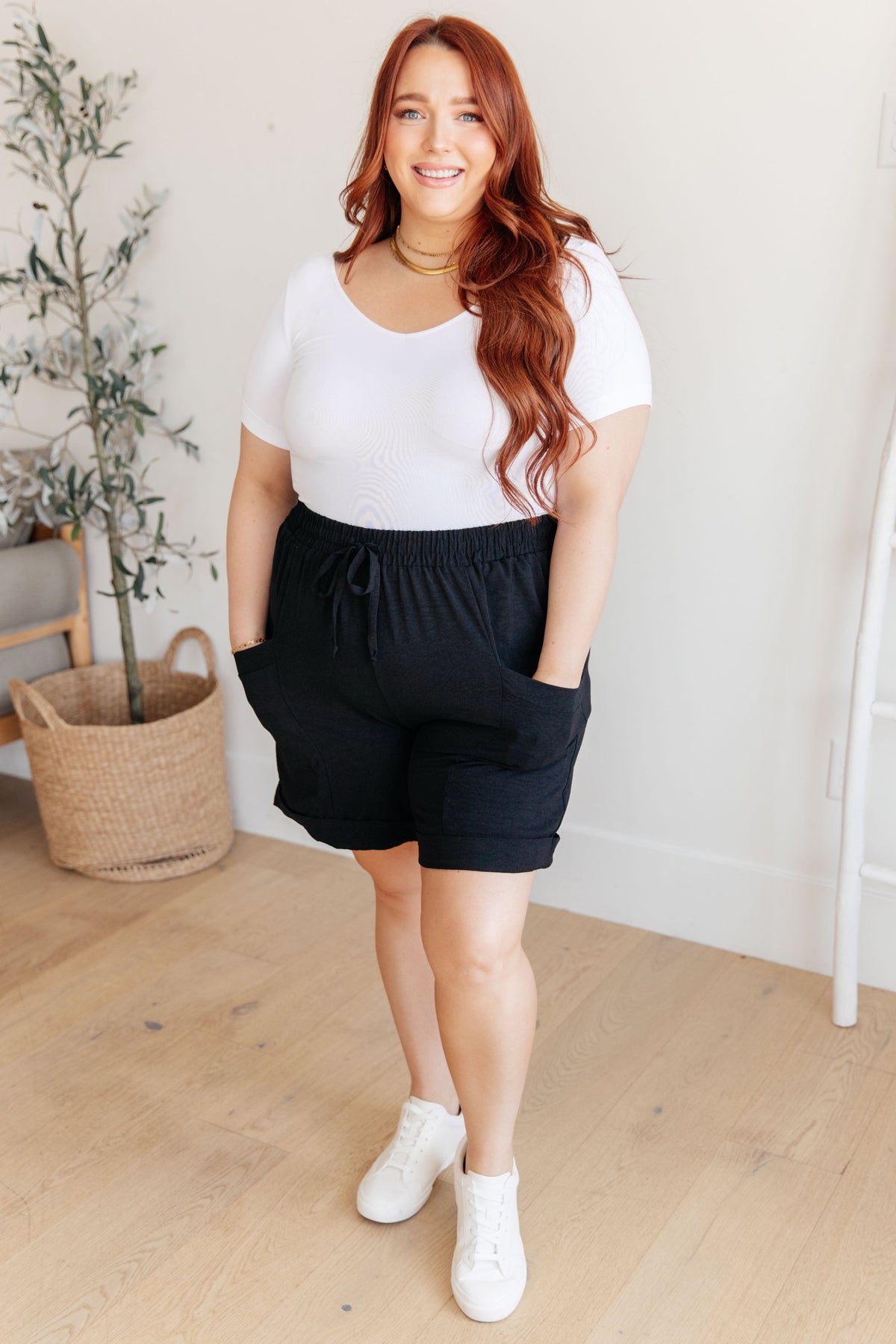 White Birch The Way I Use My Walk Black Drawstring Shorts Bottoms