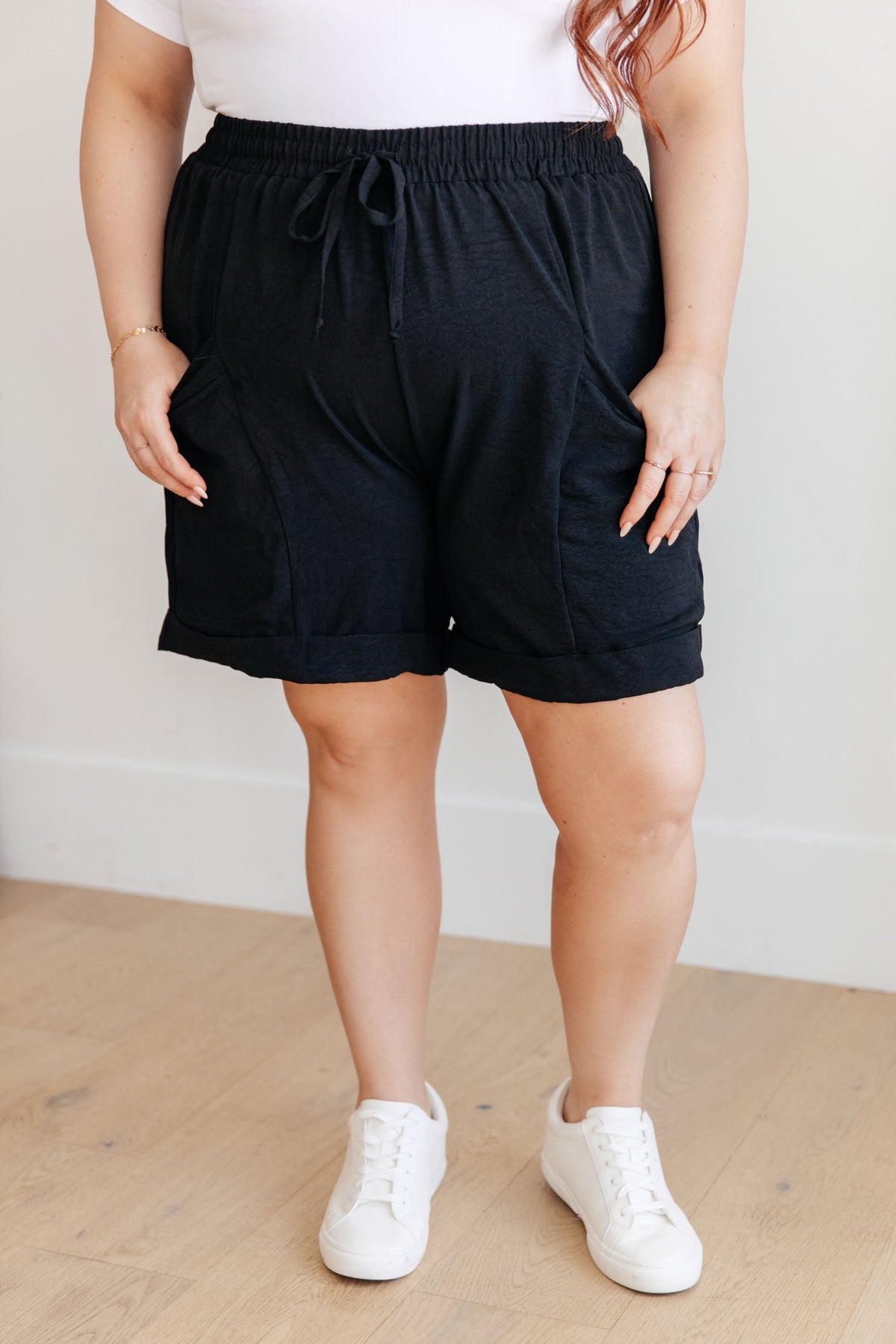 White Birch The Way I Use My Walk Black Drawstring Shorts Bottoms