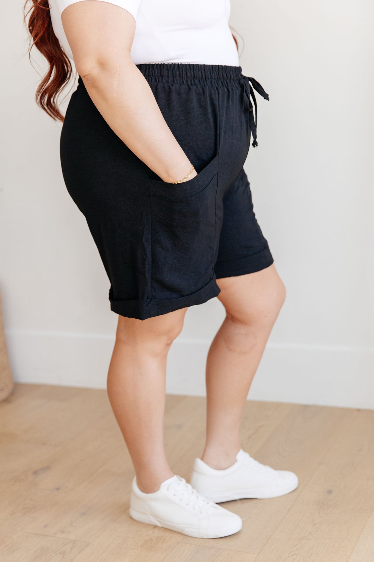 White Birch The Way I Use My Walk Black Drawstring Shorts Bottoms