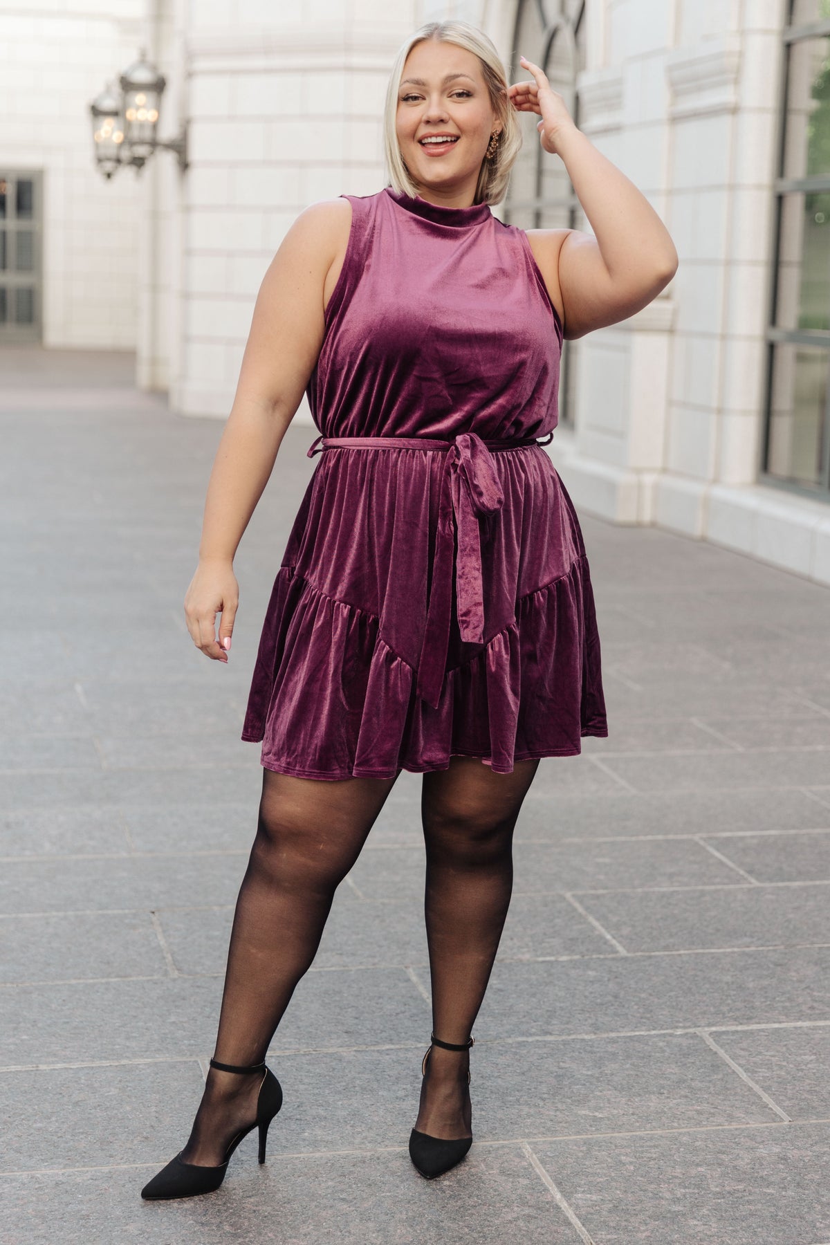 GeeGee Tied In A Bow Velvet Dress Dresses