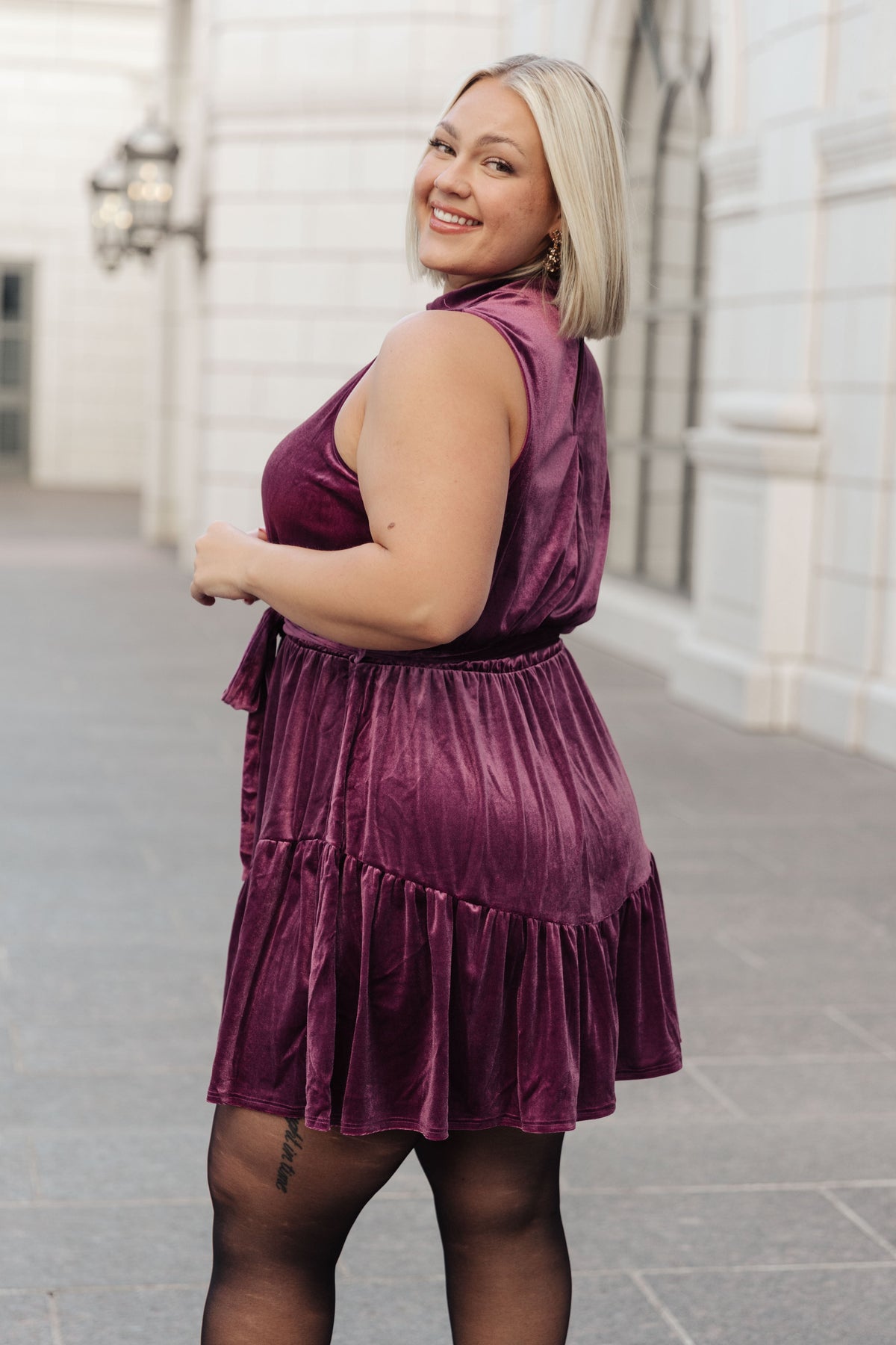 GeeGee Tied In A Bow Velvet Dress Dresses