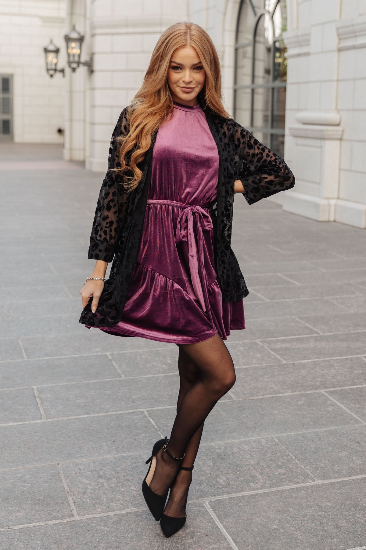GeeGee Tied In A Bow Velvet Dress Dresses
