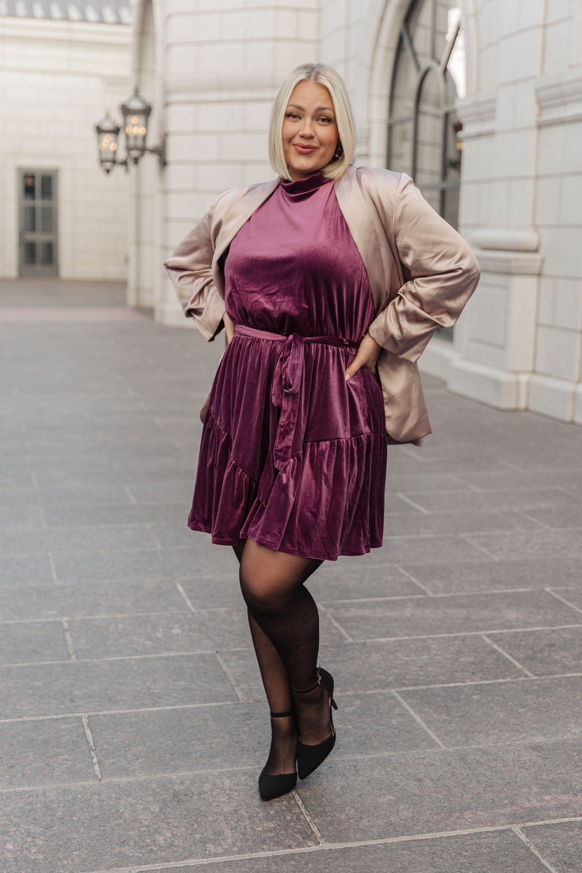 GeeGee Tied In A Bow Velvet Dress Dresses