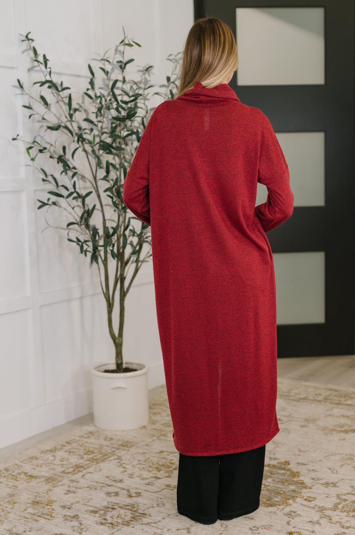 Dear Scarlett Travel City Scape Turtle Neck Tunic in Wine Tops