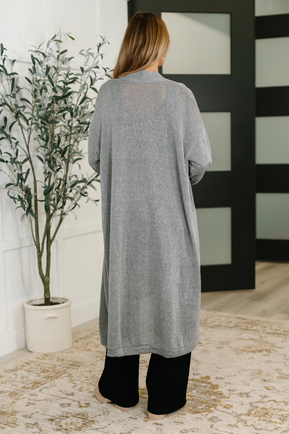 Dear Scarlett Travel Hideaway Open Front Cardigan in Soft Grey Womens