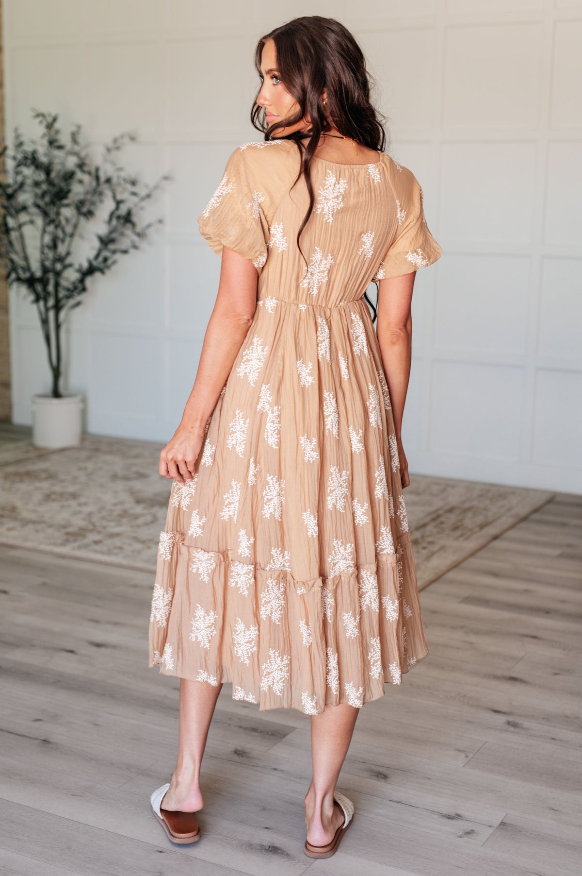 Polagram Trusting My Intuition Balloon Sleeve Dress in Camel Dresses