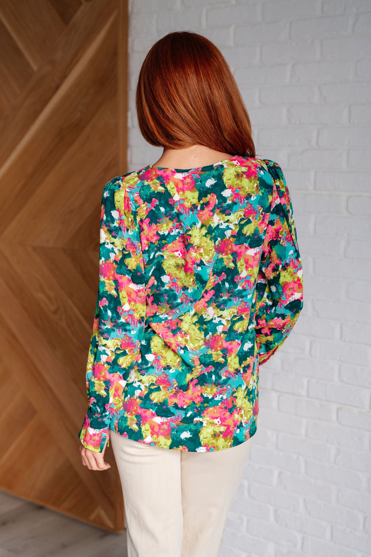 Jodifl Floral Vantage Point V-Neck Long Sleeve Blouse Tops