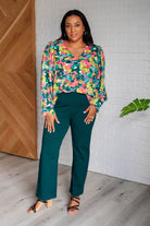 Jodifl Floral Vantage Point V-Neck Long Sleeve Blouse Tops