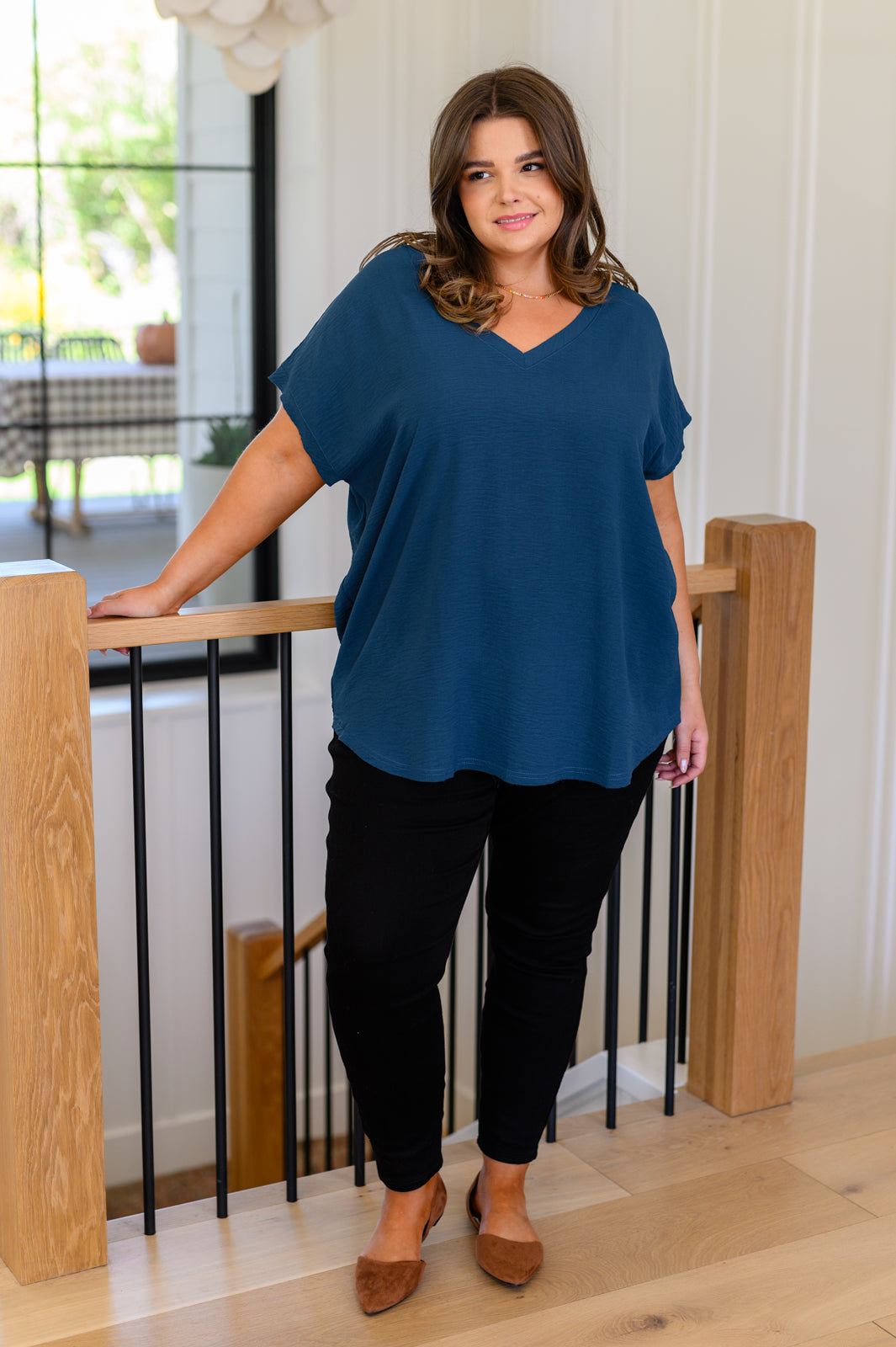 Jodifl Very Much Needed V-Neck Top in Teal Shirts & Tops