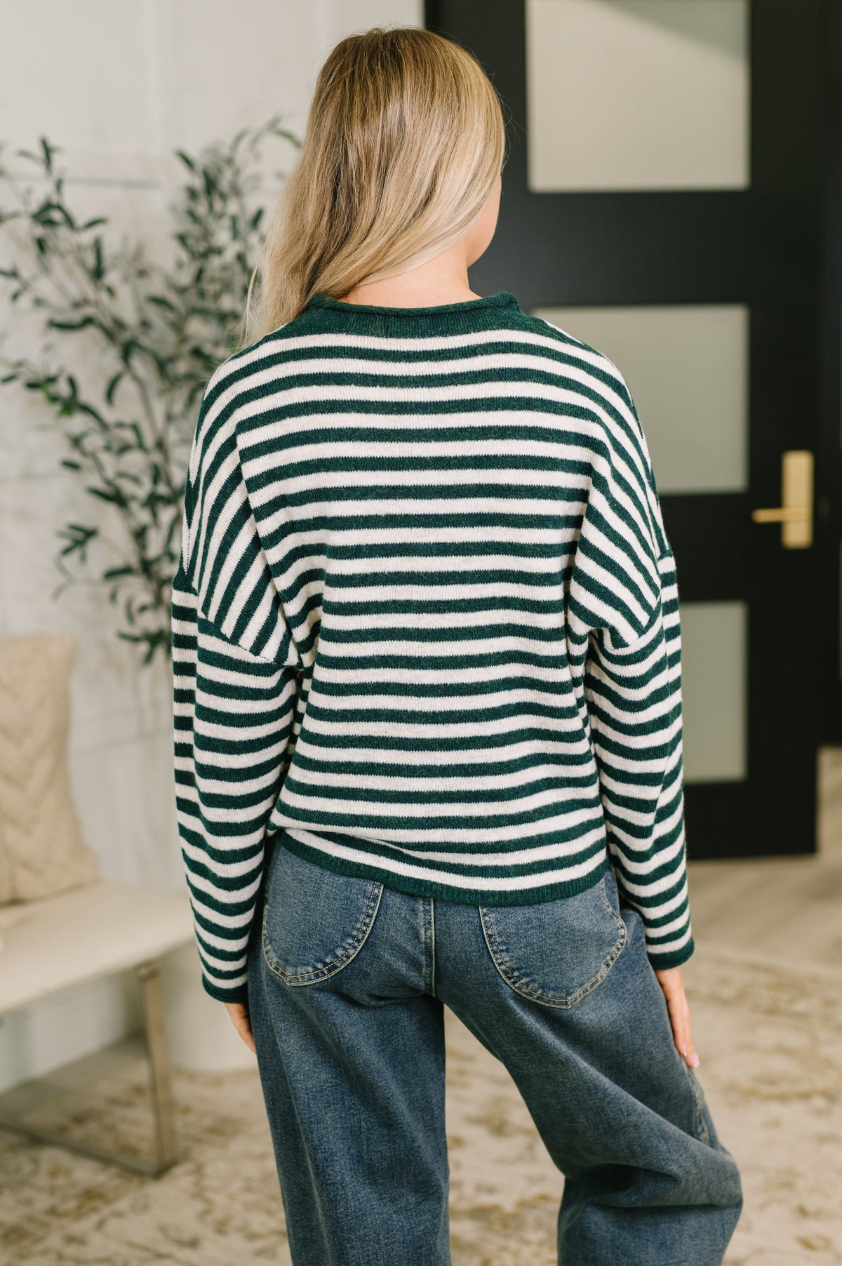 Zenana Won't Be Long Collared Sweater Button Down in Hunter Green Womens