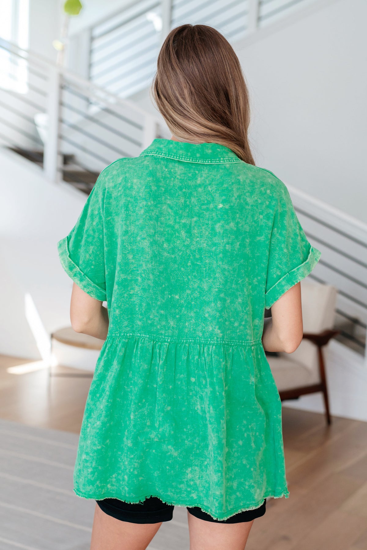 Jodifl Working In The Garden Button Up Peplum Blouse Tops