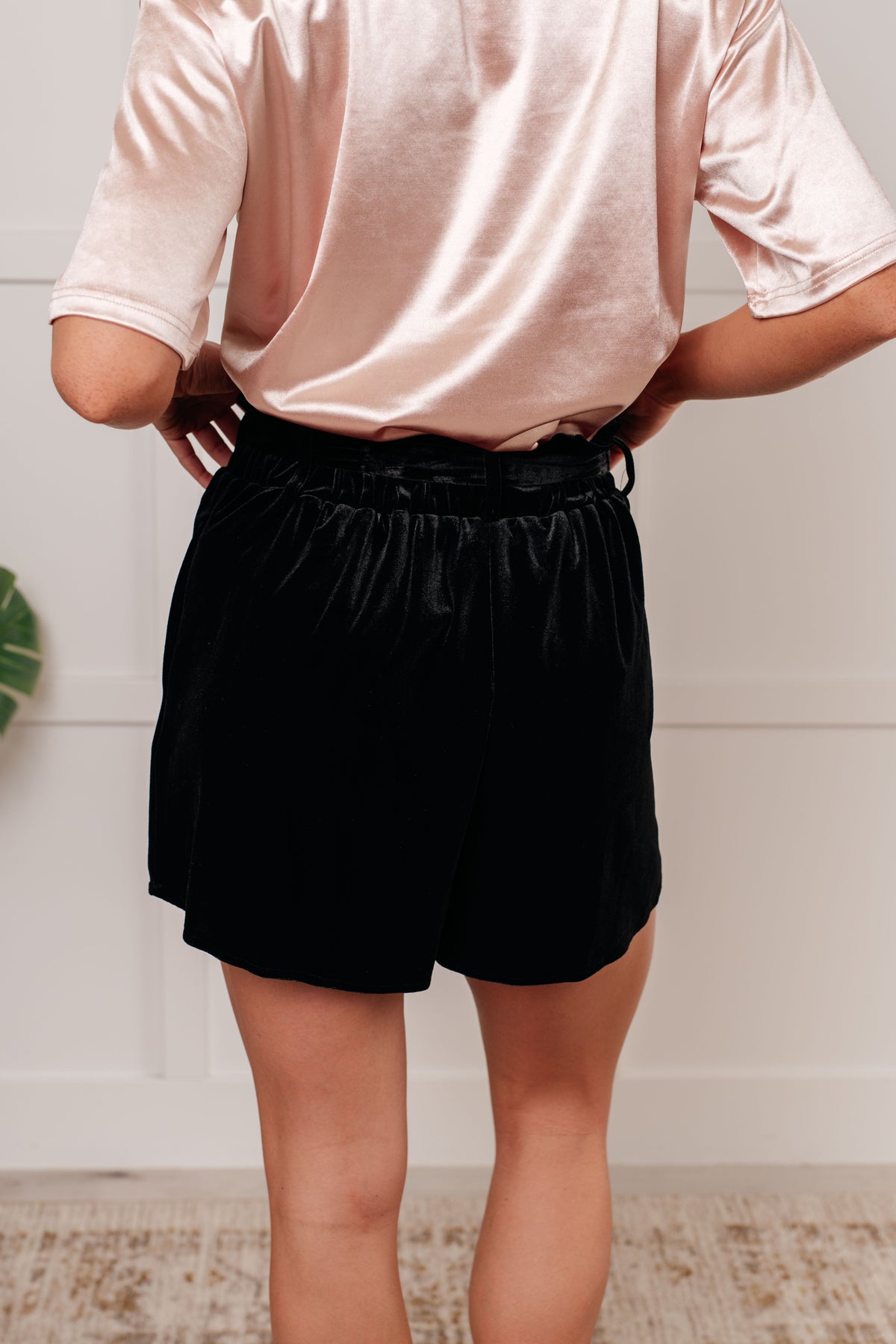 Jodifl Wrapped in Velvet Shorts in Black Bottoms