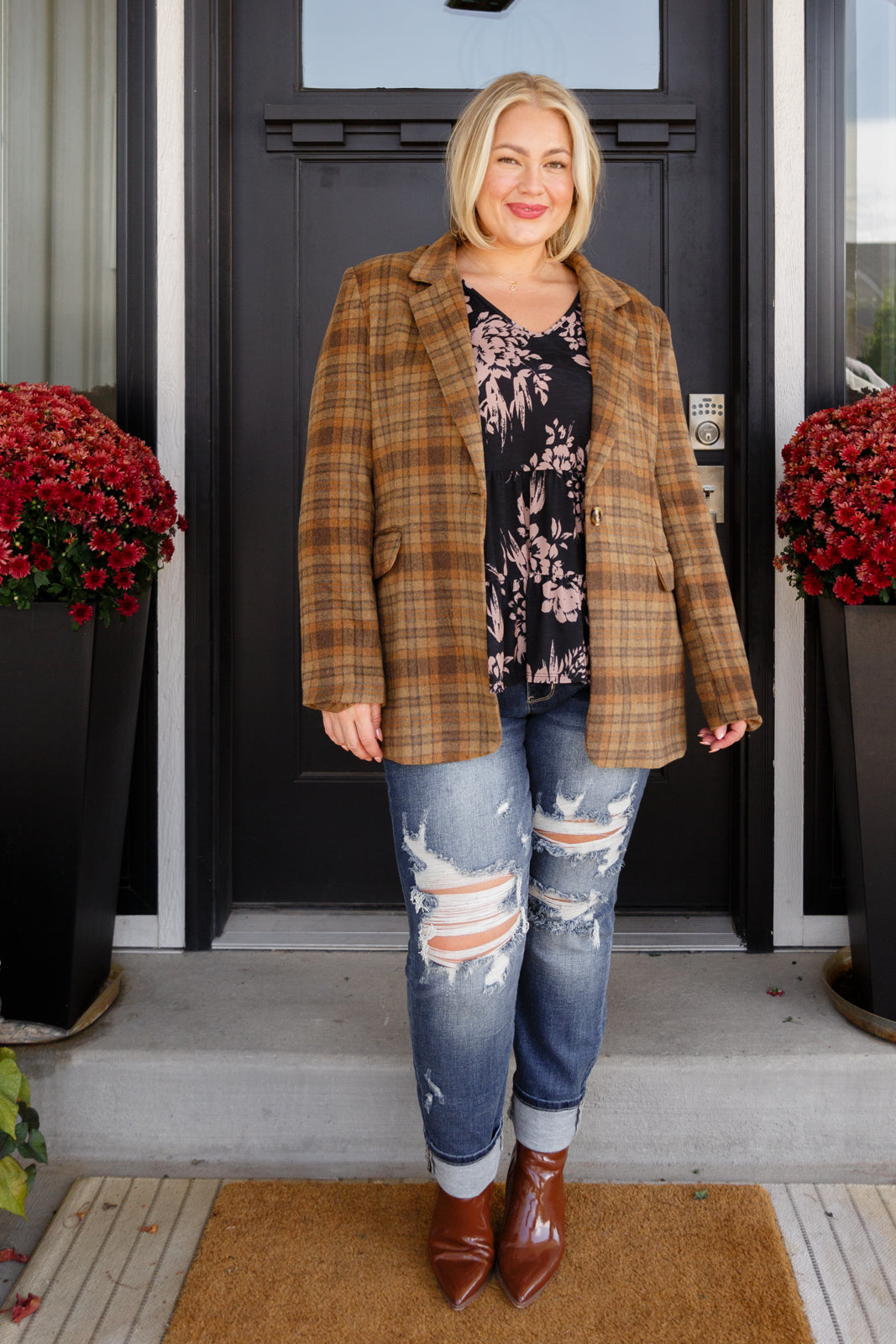 Haptics World Class Plaid Blazer Layers