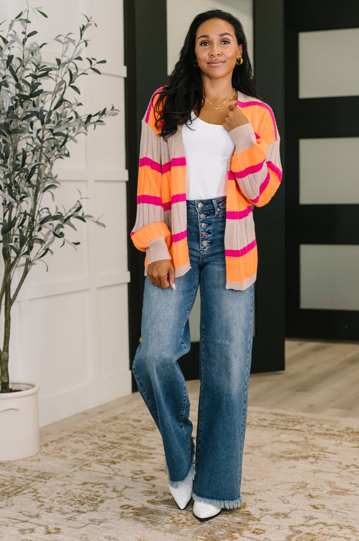 One Eleven North Your Opinion Matters Striped Cardigan Cardigans