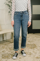 Judy Blue Zoey Mid Rise Billie Boyfriend Jean in Everyday Indigo Womens