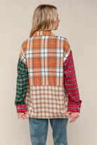 Haptics Loose Fit Multi Color Plaid Flannel Jacket with Pocket