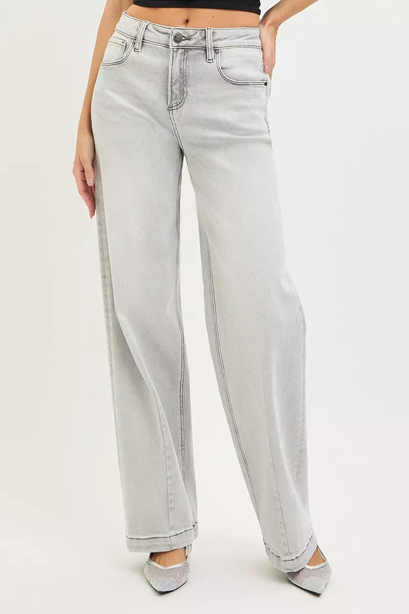RISEN Slouchy Baggy Jeans with Contrast Stitching