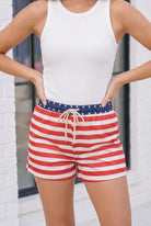 Kori America Stars and Stripes Drawstring Shorts