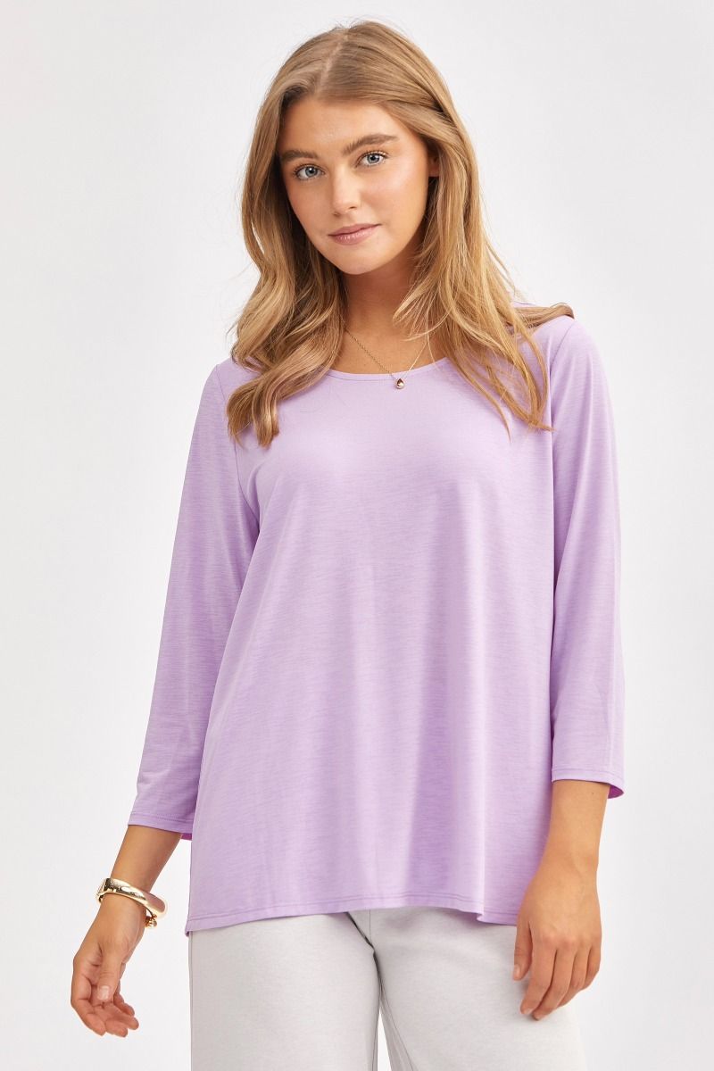 Dear Scarlett Signature Classic Round Neck Top- 6 colors Lilac Womens
