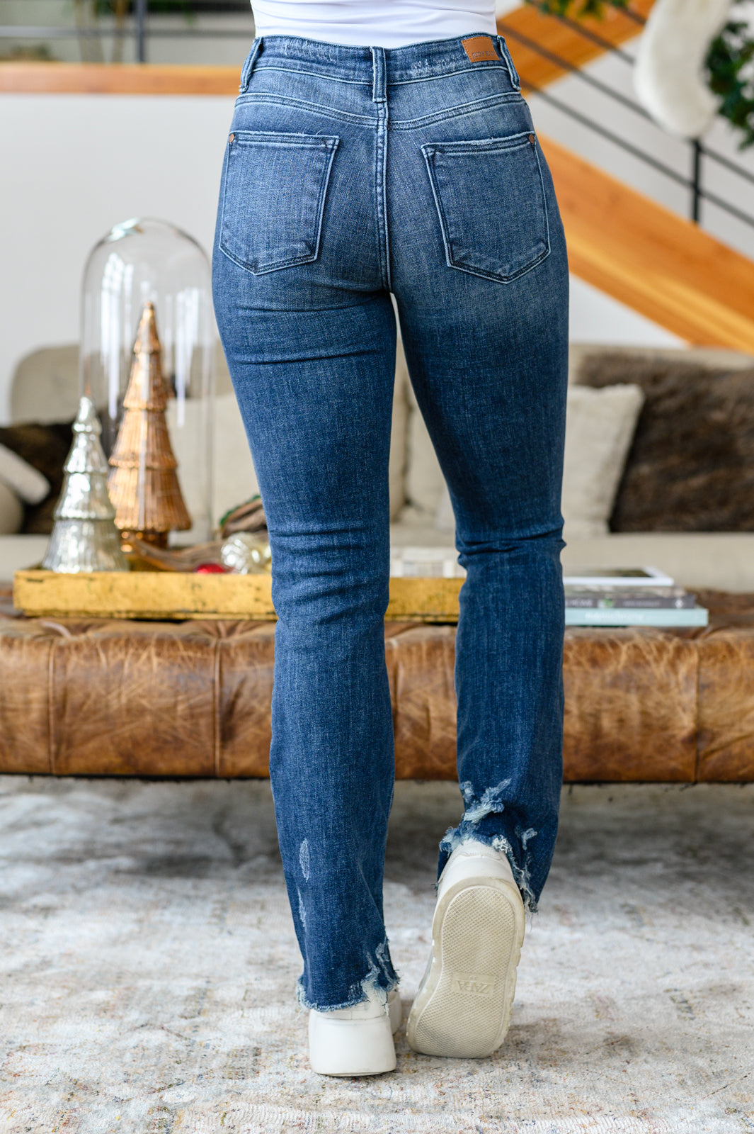 Judy Blue Christine High Contrast Slim Bootcut Destroyed Jeans Womens